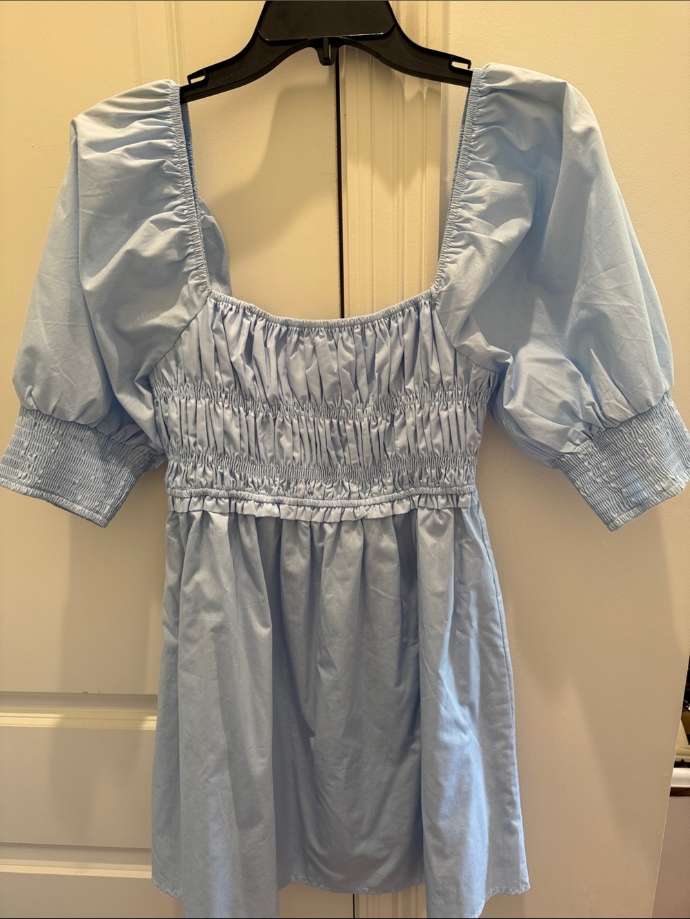 emory park Light Blue Smocked Mini Dress